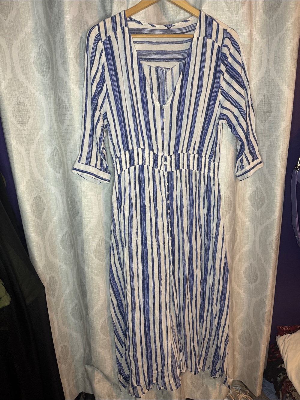 Maxi Dress Blue and White Stripes Size XXL